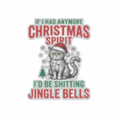 Grappige Kerstkat Geest Vintage Gravure Ontwerp Sticker (Voorkant)