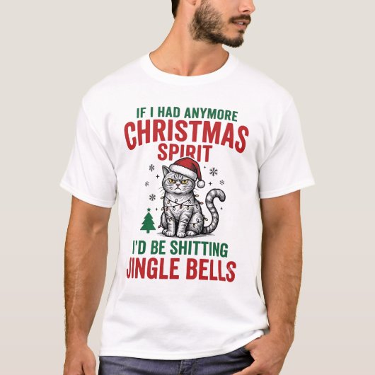 Grappige Kerstkat Geest Vintage Gravure Ontwerp T-shirt (Voorkant)