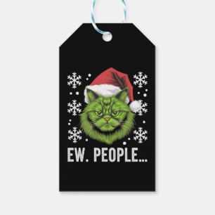 Grappige Kerstkat Iew Mensen Meowy Kattenliefhebbe Cadeaulabel