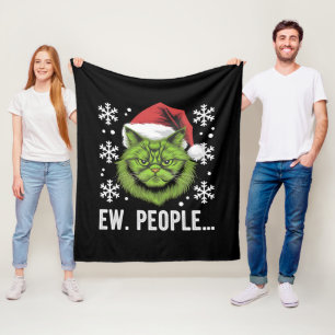 Grappige Kerstkat Iew Mensen Meowy Kattenliefhebbe Fleece Deken