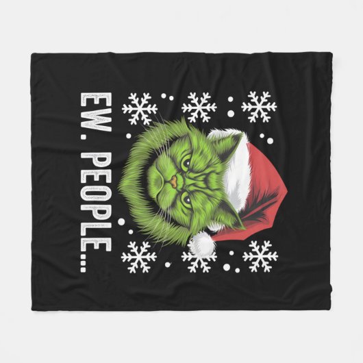 Grappige Kerstkat Iew Mensen Meowy Kattenliefhebbe Fleece Deken (Voorkant (Horizontaal))