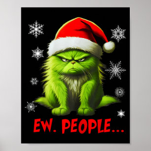 Grappige Kerstkat Iew Mensen Meowy Kattenliefhebbe Poster