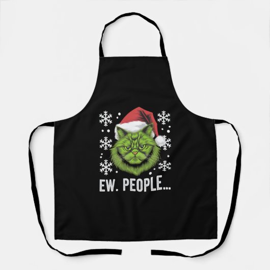 Grappige Kerstkat Iew Mensen Meowy Kattenliefhebbe Schort (Voorkant)