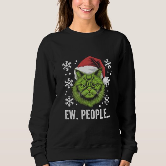 Grappige Kerstkat Iew Mensen Meowy Kattenliefhebbe Trui (Voorkant)