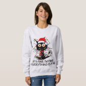 Grappige Kerstkat Ik ben Fijne Vrouwen Sweatshirt (Voorkant volledig)