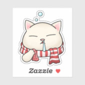 Grappige Kerstkat in sjaal met loopneus Sticker (Vel)