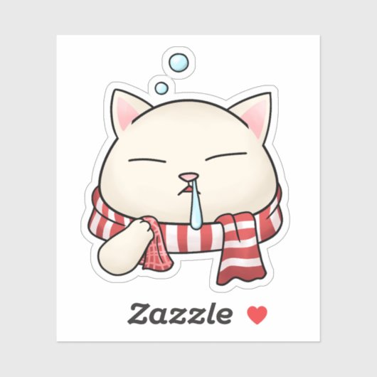 Grappige Kerstkat in sjaal met loopneus Sticker (Vel)