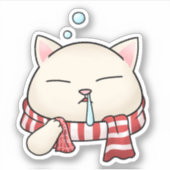 Grappige Kerstkat in sjaal met loopneus Sticker (Voorkant)