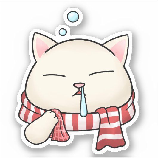 Grappige Kerstkat in sjaal met loopneus Sticker (Voorkant)