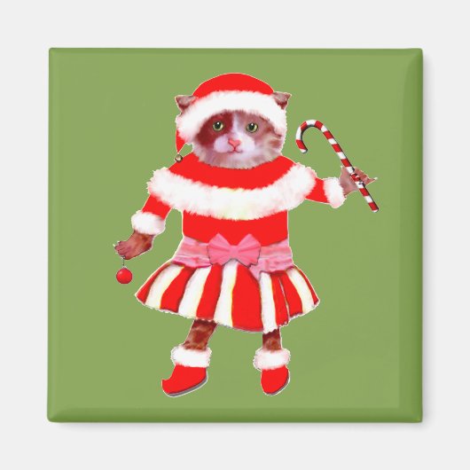 grappige kerstkat magneet (Voorkant)