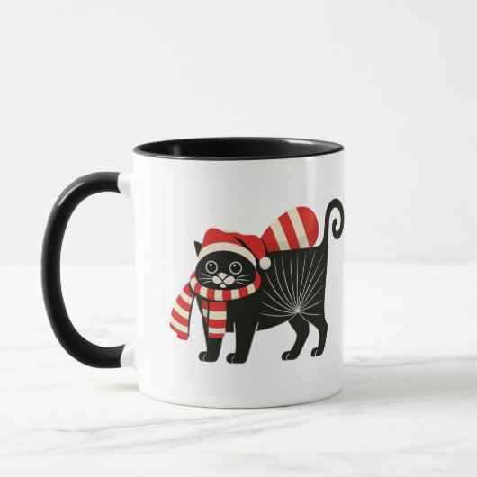 Grappige Kerstkat Mok (Links)