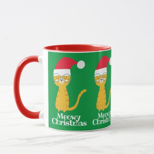 Grappige Kerstkat Mok (Links)