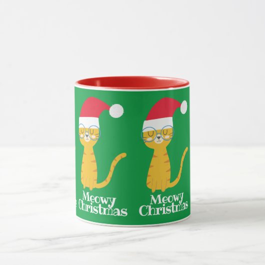 Grappige Kerstkat Mok (Midden)