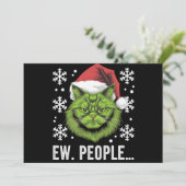 Grappige Kerstkat Nieuwe Mensen Meowy Kattenliefhe Feestdagenkaart (Staand voorkant)