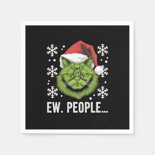 Grappige Kerstkat Nieuwe Mensen Meowy Kattenliefhe Servet (Voorkant)