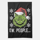 Grappige Kerstkat Nieuwe Mensen Meowy Kattenliefhe Theedoek (Verticaal)