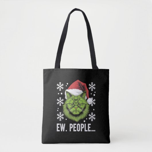 Grappige Kerstkat Nieuwe Mensen Meowy Kattenliefhe Tote Bag (Voorkant)