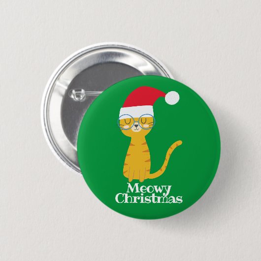 Grappige Kerstkat Ronde Button 5,7 Cm (Voorkant /achterkant)