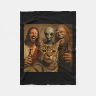 Grappige Kerstkat Selfie Bigfoot Een Alien &verste Fleece Deken