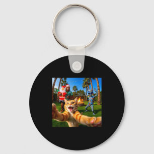 Grappige Kerstkat Selfie Met Bigfoot &amp; Buitena Sleutelhanger