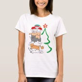 Grappige Kerstkat Stack Tower, Kat Mam Kerstmis T-shirt (Voorkant)