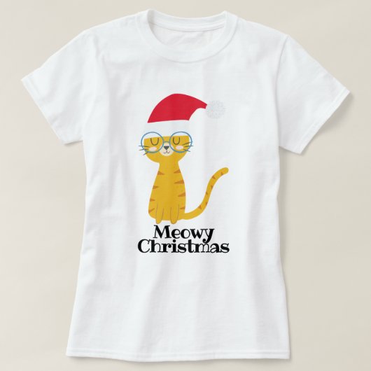 Grappige Kerstkat T-shirt (Design voorkant)