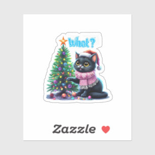 Grappige Kerstkat Wat met Boom Sticker