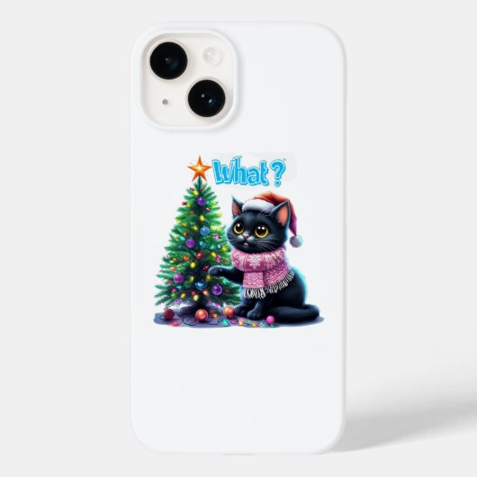 Grappige Kerstkat Wat met Boom Sticker Case-Mate iPhone Case (Achterkant)
