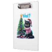 Grappige Kerstkat Wat met Boom Sticker Klembord (Links)