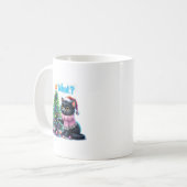 Grappige Kerstkat Wat met Boom Sticker Koffiemok (Voorkant links)