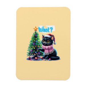 Grappige Kerstkat Wat met Boom Sticker Magneet