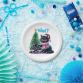Grappige Kerstkat Wat met Boom Sticker Papieren Bordje (Feest)