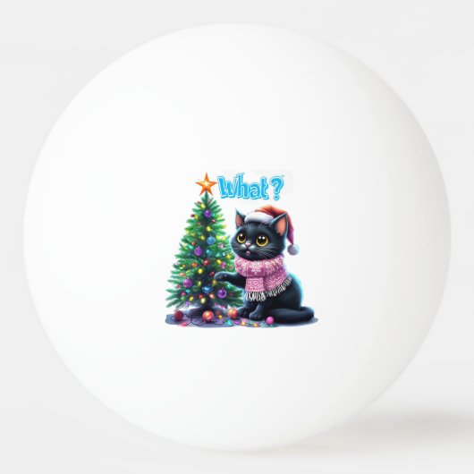 Grappige Kerstkat Wat met Boom Sticker Pingpongbal (Voorkant)