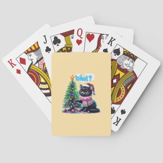 Grappige Kerstkat Wat met Boom Sticker Pokerkaarten (Achterkant)