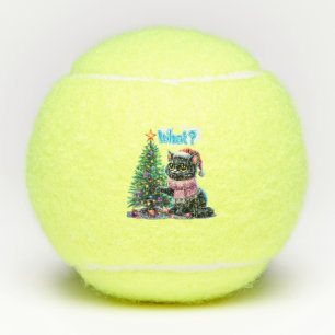 Grappige Kerstkat Wat met Boom Sticker Tennisballen
