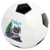 Grappige Kerstkat Wat met Boom Sticker Voetbal (Drie kwart)
