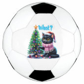 Grappige Kerstkat Wat met Boom Sticker Voetbal (Voorkant)