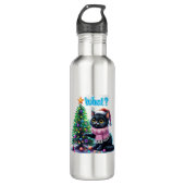 Grappige Kerstkat Wat met Boom Sticker Waterfles (Voorkant)