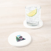 Grappige Kerstkat Wat met Boom Sticker Zandsteen Onderzetter (Zijkant)