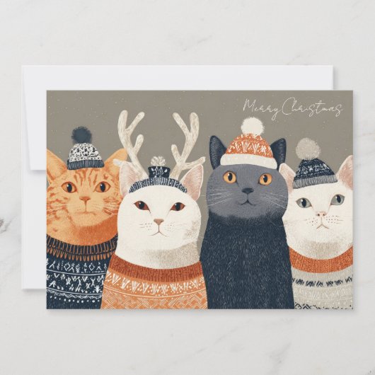 Grappige Kerstkat Wenskaart Feestdagenkaart (Voorkant)