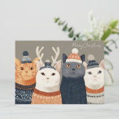 Grappige Kerstkat Wenskaart Feestdagenkaart (Staand voorkant)
