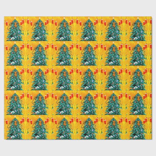 Grappige Kerstkatten Boom Creationarts Cadeaupapier (Zoom)