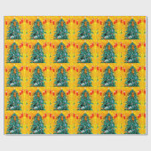 Grappige Kerstkatten Boom Creationarts Cadeaupapier (Vlak)