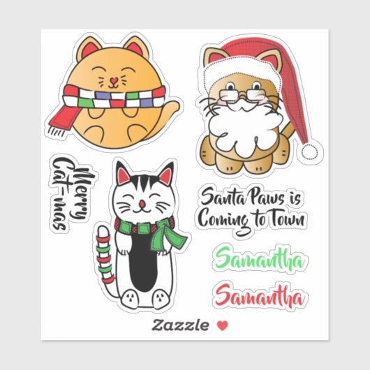 Grappige kerstkatten Schattigee custom-cut vinyl S Sticker (Vel)