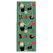 Grappige Kerstkatten Wijn Cadeautas (Achterkant)