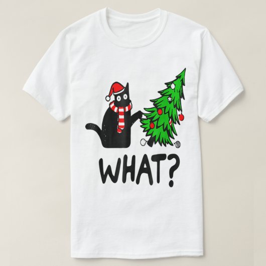 Grappige Kerstkattenboomontwerp T-shirt (Design voorkant)