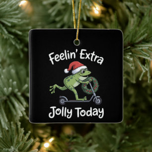 Grappige Kerstkikker Voelt zich Extra Vrolijk Vand Keramisch Ornament
