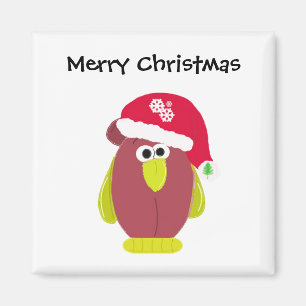 Grappige Kerstkip in een Kerstmannenhoed Magneet