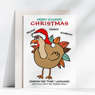 Grappige Kerstkip Kalkoen Kerstman Hoed Kerstmis Feestdagenkaart