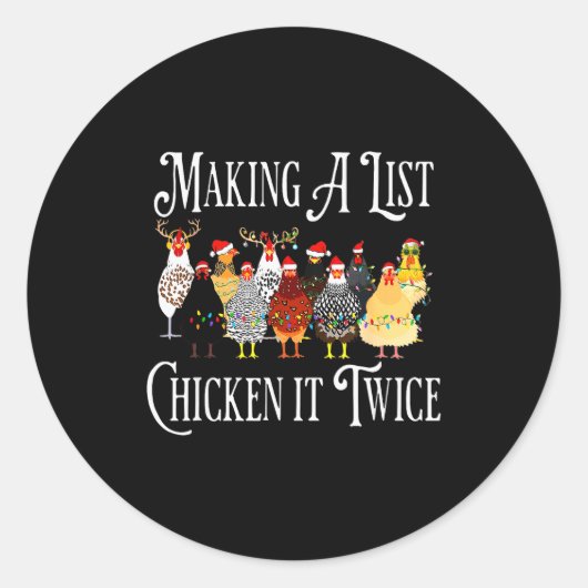 Grappige Kerstkip, Maakt een lijst Kippeneer Ronde Sticker (Voorkant)